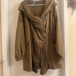 Free People NEW Khaki Utility Hooded Jacket sz Medium